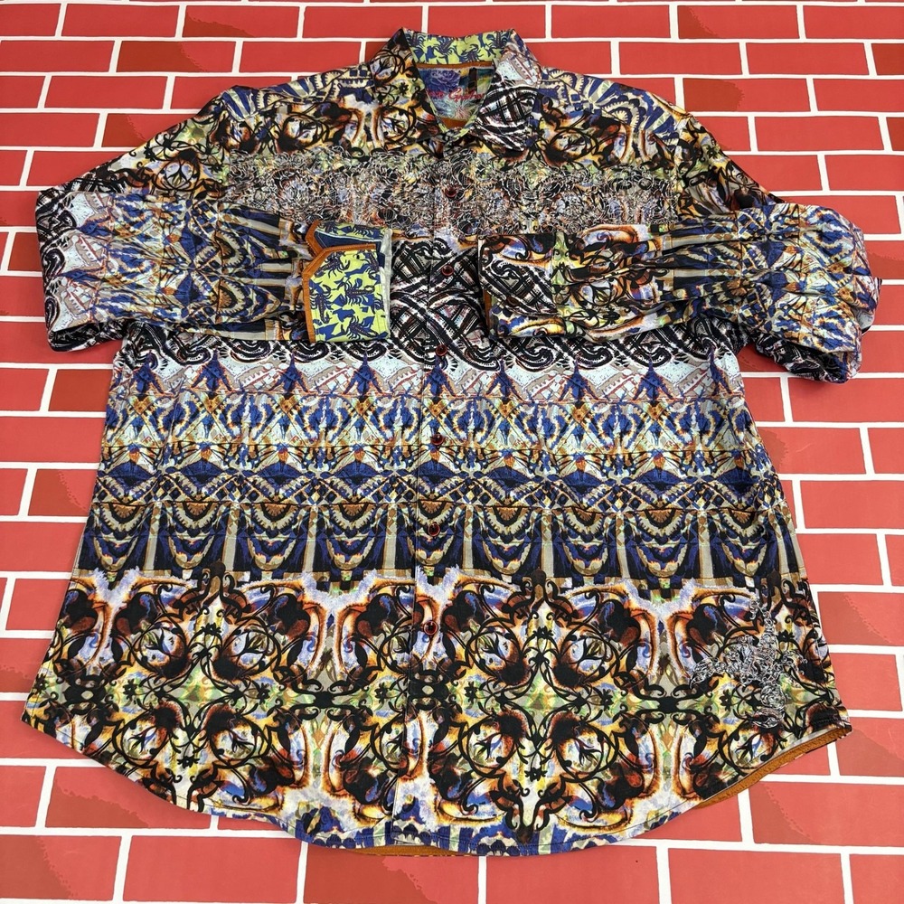Robert Graham Graphic Shirt Mens 2XL Multicolor Scorpion Cotton Long Sleeve